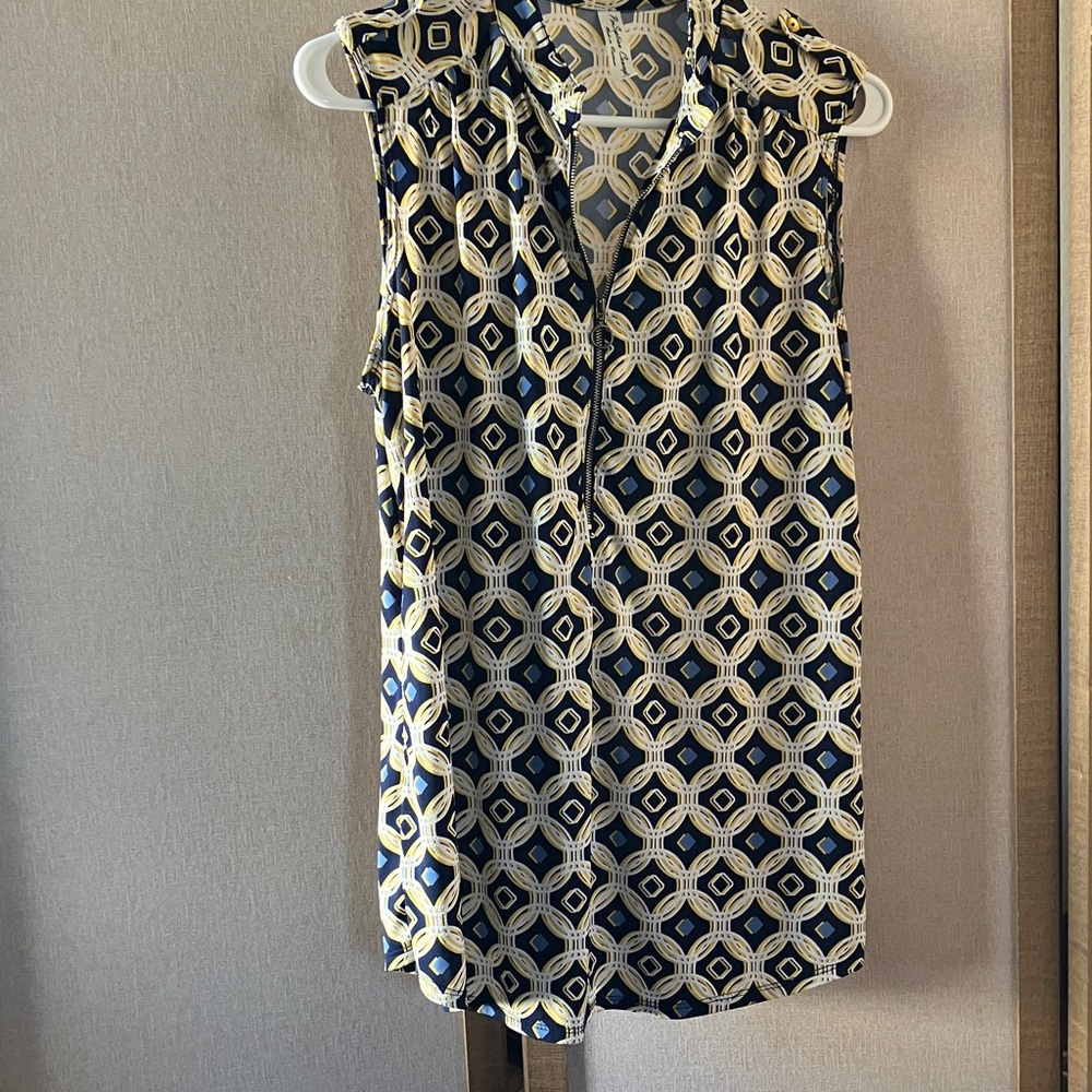 PerSeption Concept Blue and Yellow Patterned Top xl